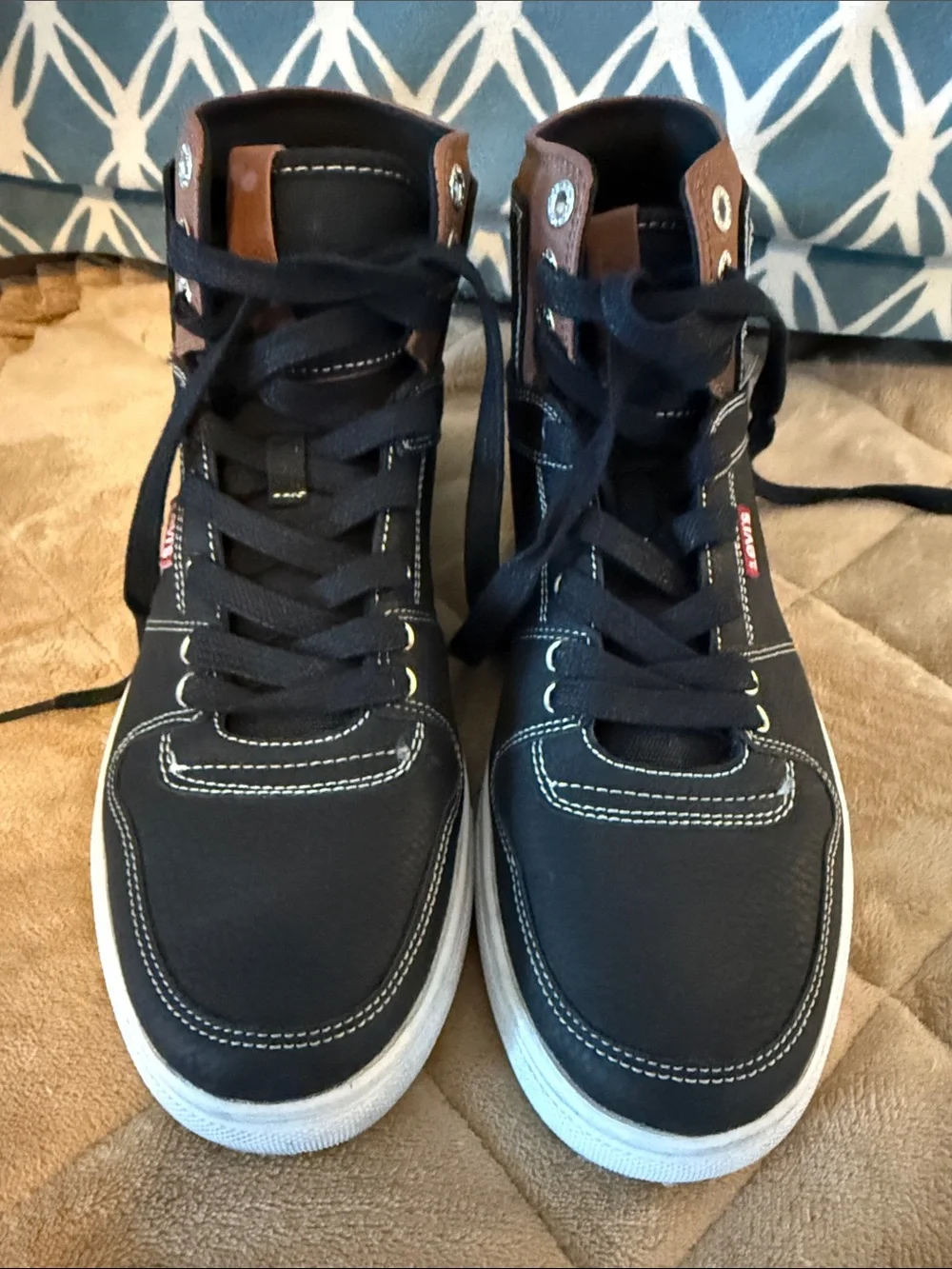 Levi's Black and Brown High-Top Sneakers